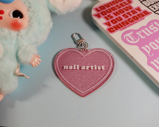 Nail Artist Heart Shaped Keychain