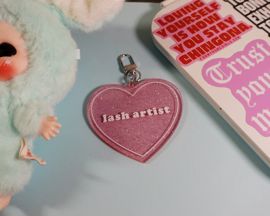Lash Artist Heart Shaped Keychain