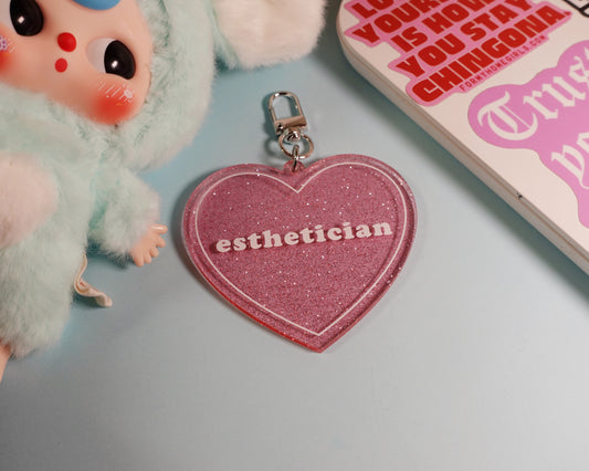 Esthetician Heart Shaped Keychain