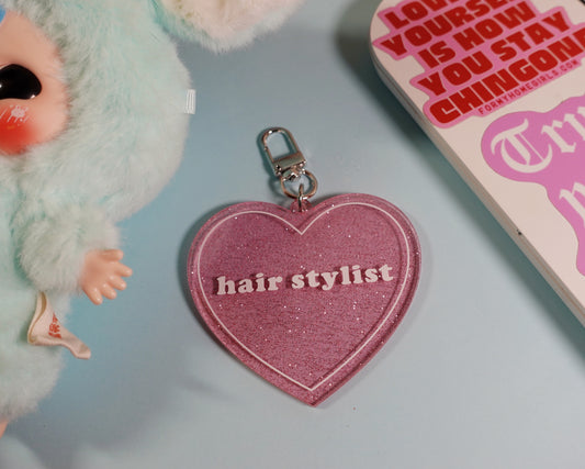 Hair Stylist Heart Shaped Keychain