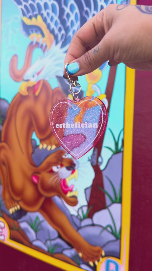 Esthetician Heart Shaped Keychain