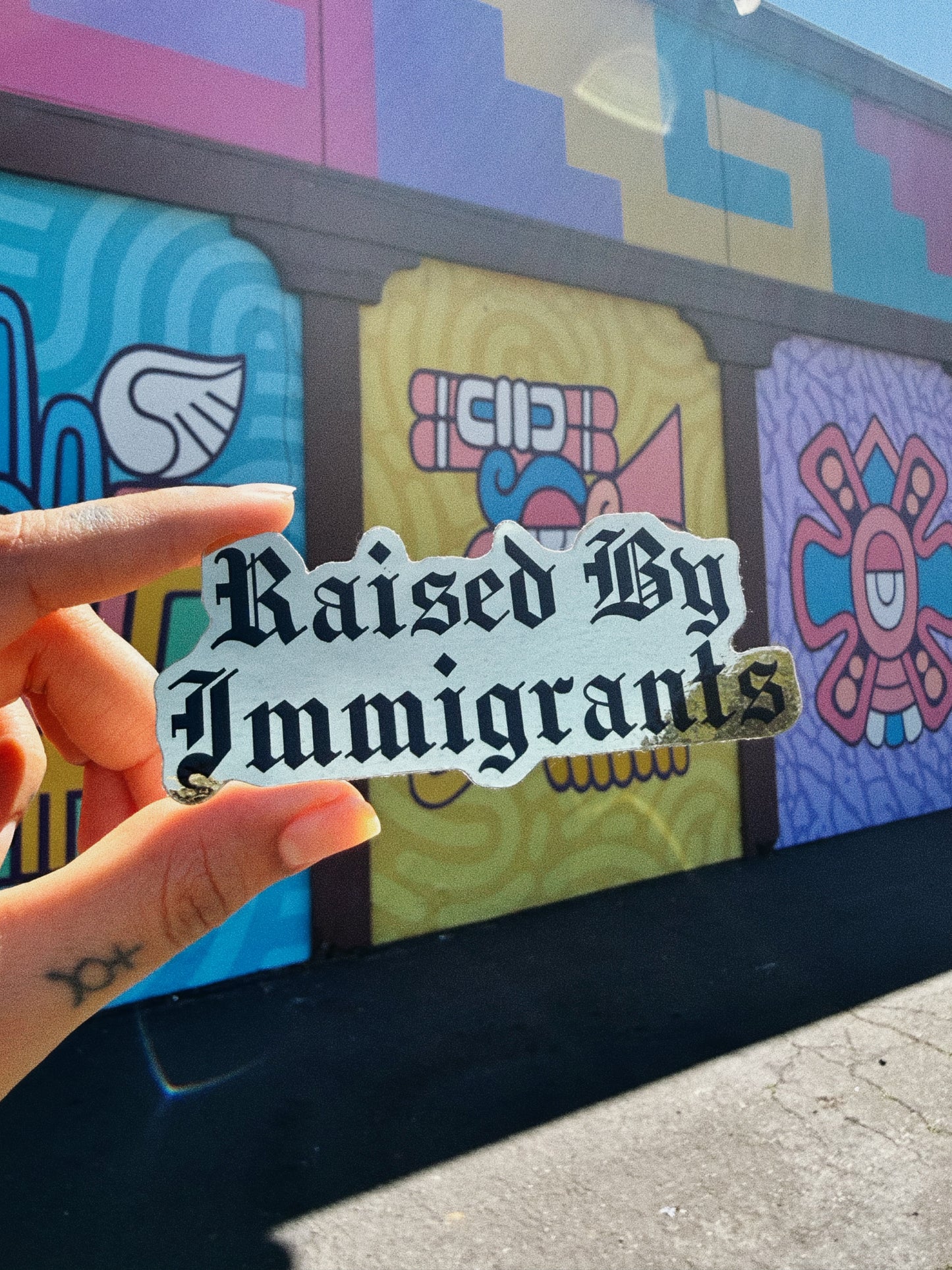 Raised By Immigrants Gold Metallic Sticker