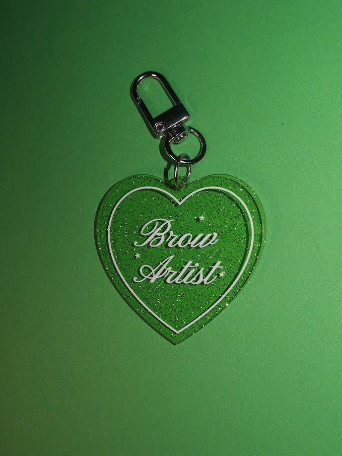Brow Artist Heart Shaped Glitter Keychain