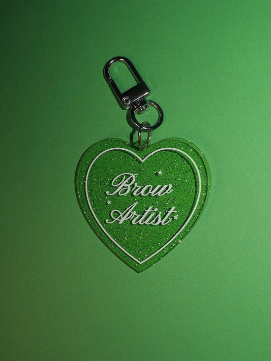Brow Artist Heart Shaped Glitter Keychain