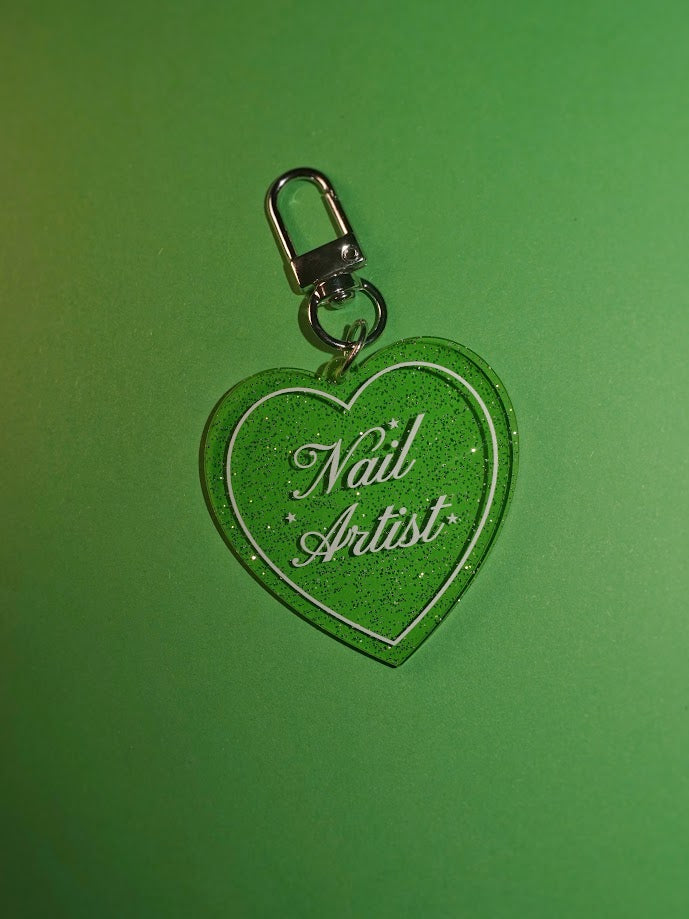 Nail Artist Heart Shaped Glitter Keychain