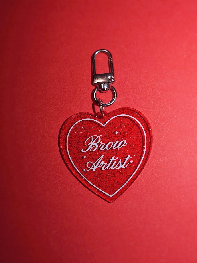 Brow Artist Heart Shaped Glitter Keychain